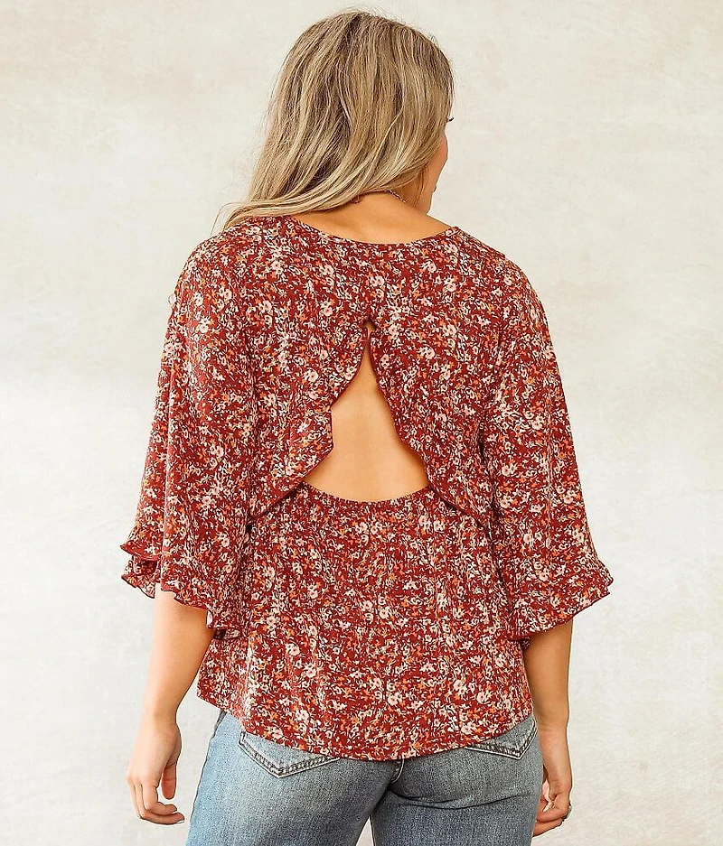 Open Ruffle Back Top