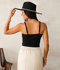 Lace Applique Cropped Tank Top