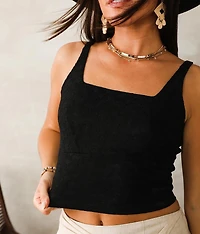 Lace Applique Cropped Tank Top
