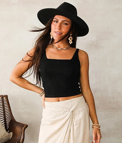 Lace Applique Cropped Tank Top