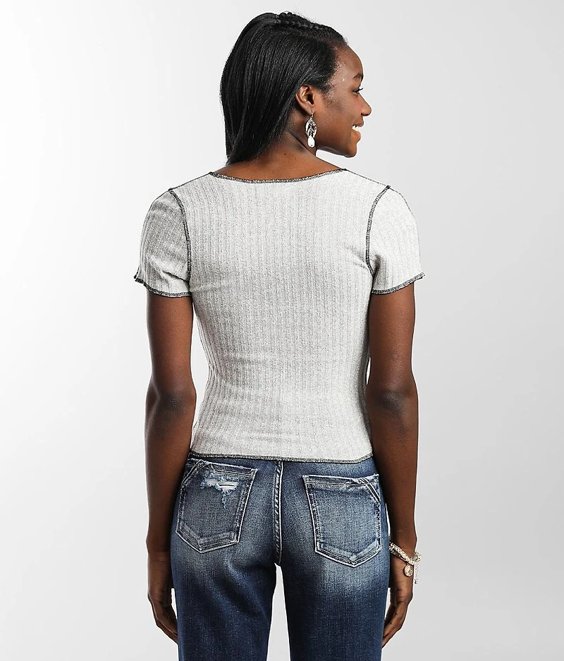 Ribbed Lace-up Top