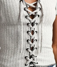 Ribbed Lace-up Top