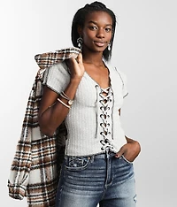 Ribbed Lace-up Top