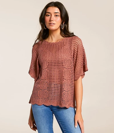 Scalloped Crochet Sweater