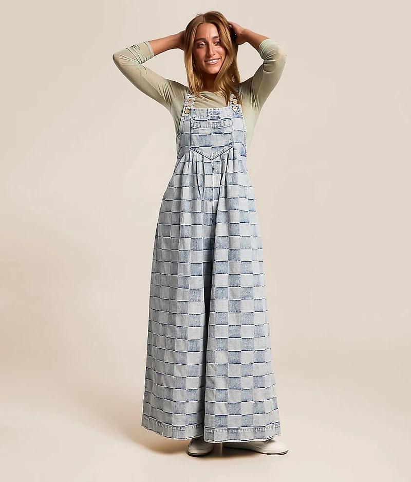 Washed Wide Leg Denim Overall