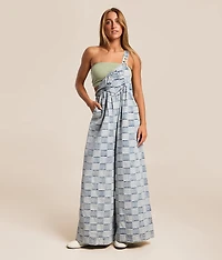 Washed Wide Leg Denim Overall