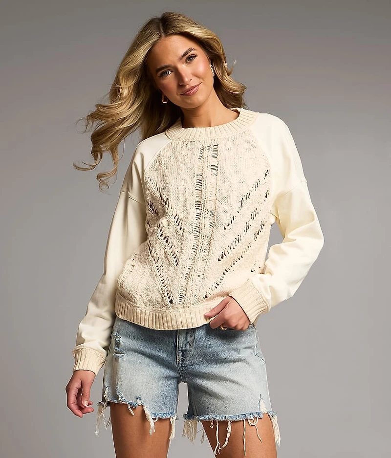 Pieced Chunky Knit Sweater