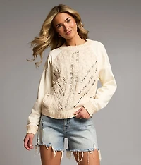 Pieced Chunky Knit Sweater