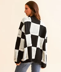 Checkered Cardigan Sweater
