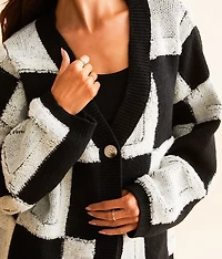 Checkered Cardigan Sweater