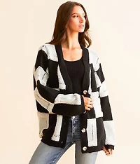Checkered Cardigan Sweater