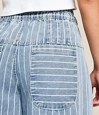 Striped Denim Wide Leg Jean