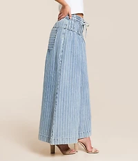 Striped Denim Wide Leg Jean