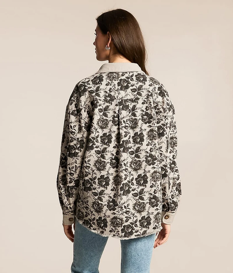Floral Denim Boyfriend Shacket