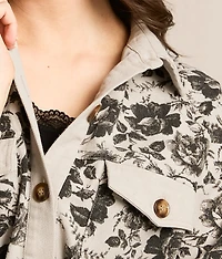 Floral Denim Boyfriend Shacket