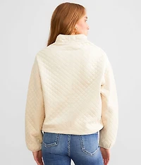 Quilted Mock Neck Pullover