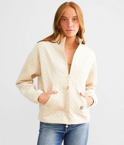 Quilted Mock Neck Pullover