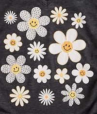 Girls - Smiley Flowers T-Shirt
