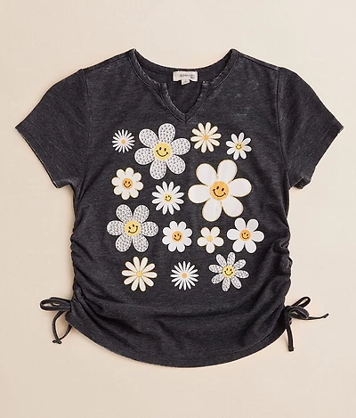 Girls - Smiley Flowers T-Shirt
