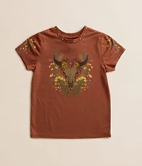 Girls - Floral Steer T-Shirt