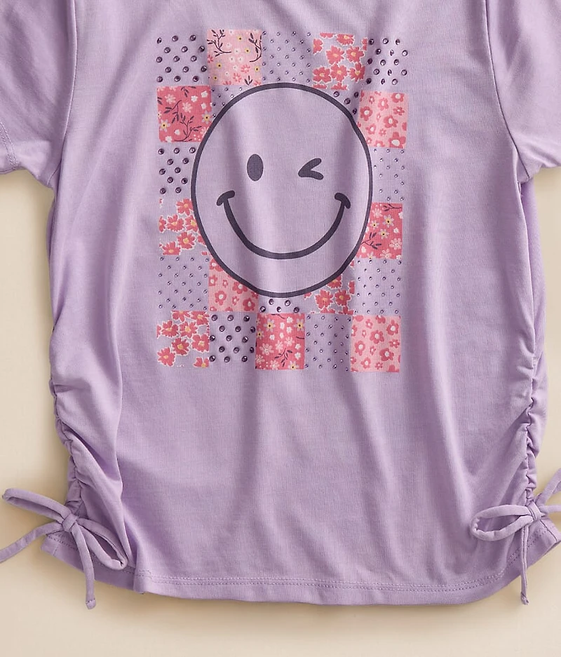 Girls - Rhinestone Checker Smiley T-Shirt