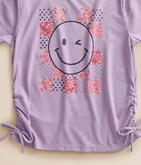 Girls - Rhinestone Checker Smiley T-Shirt
