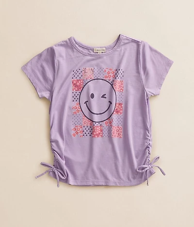 Girls - Rhinestone Checker Smiley T-Shirt
