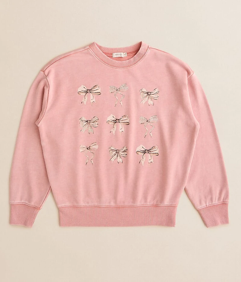 Girls - Modish Rebel Rhinestone Bow Pullover