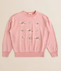 Girls - Modish Rebel Rhinestone Bow Pullover