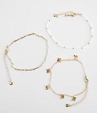 3 Pack Butterfly Ankle Bracelet Set