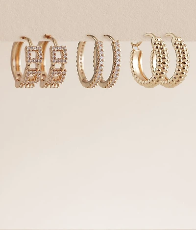 3 Pack Hoop Earring Set