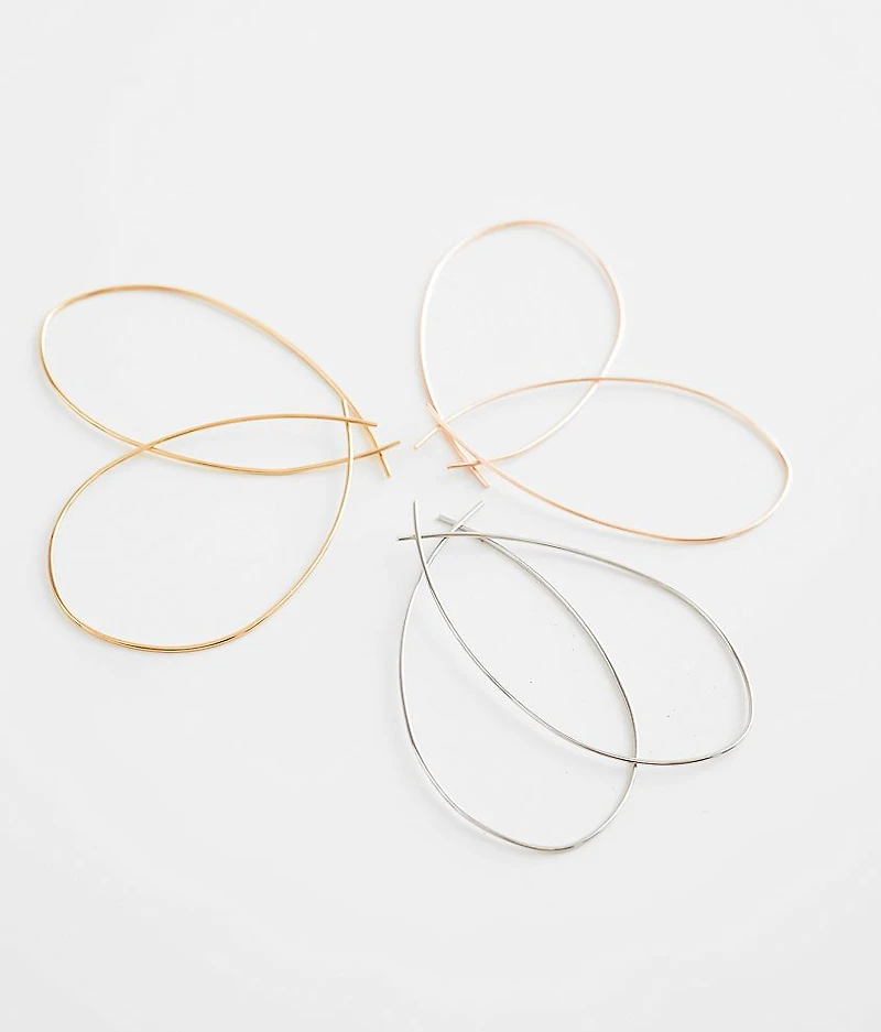 3 Pack Oblong Hoop Earring Set