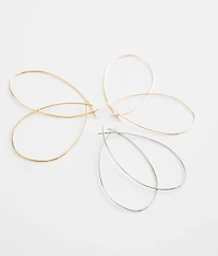 3 Pack Oblong Hoop Earring Set