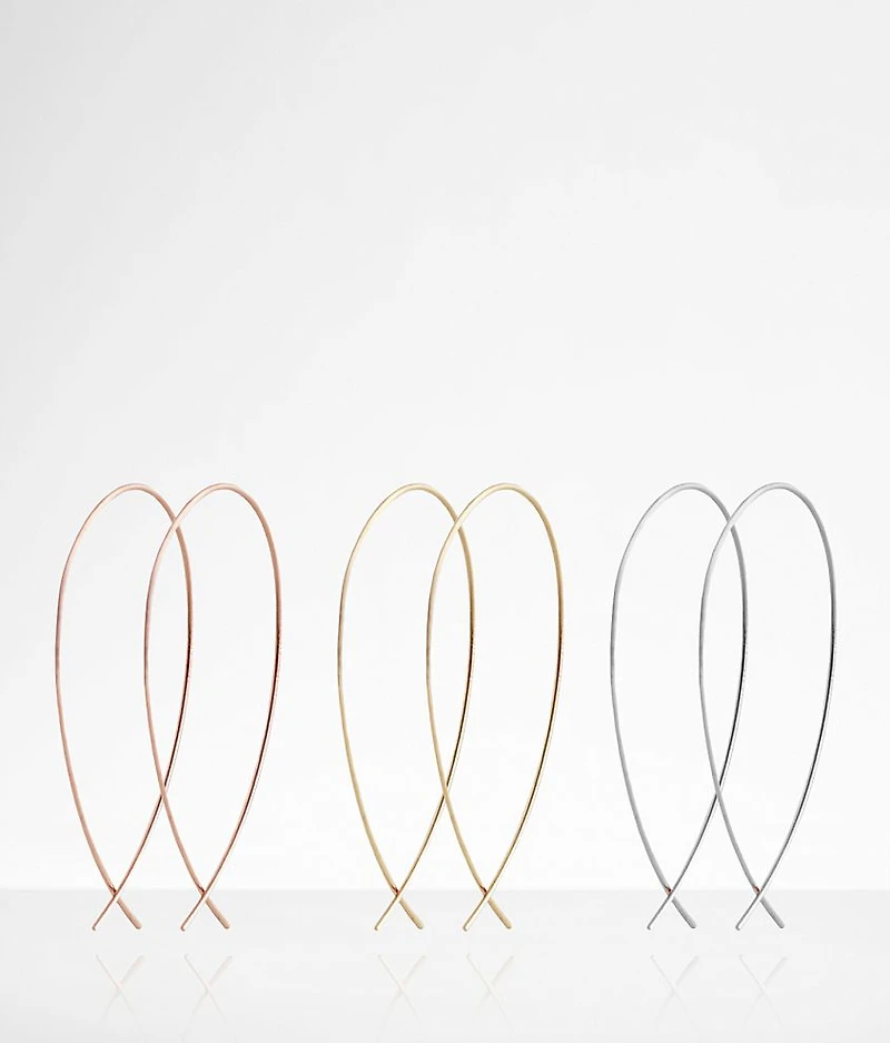 3 Pack Oblong Hoop Earring Set