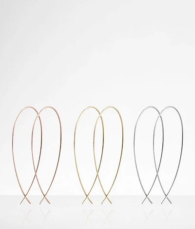 3 Pack Oblong Hoop Earring Set