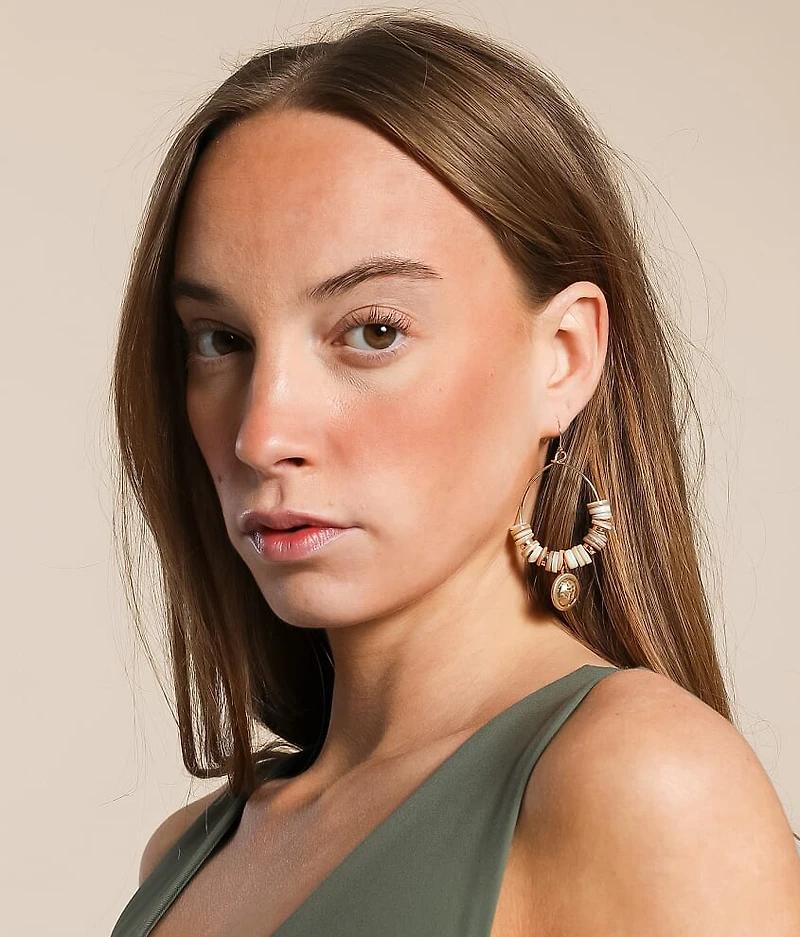 Beaded Hoop Drop Earring