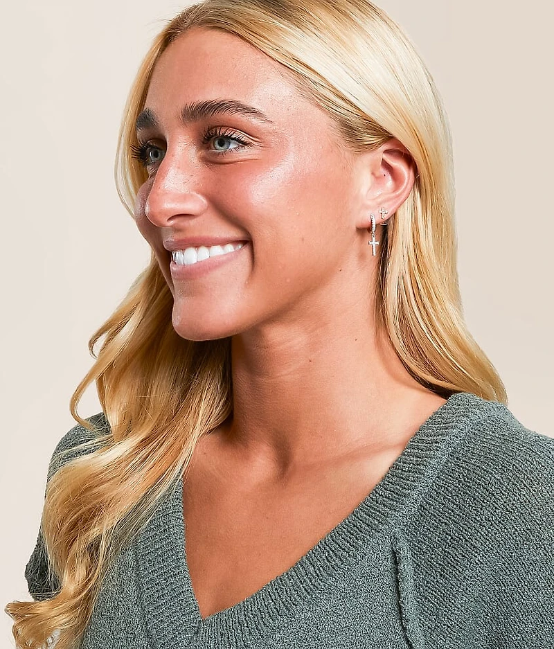 Cross Hoop Earring