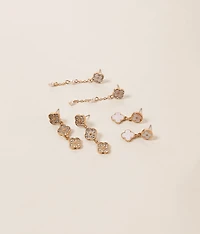 3 Pack Clover Earring Set