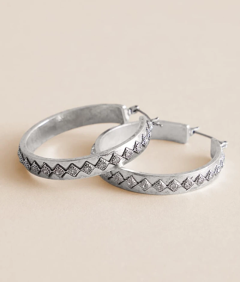 Engraved Western Hoop Earring