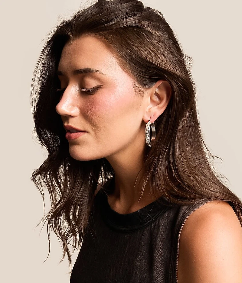 Engraved Western Hoop Earring