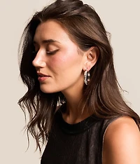 Engraved Western Hoop Earring