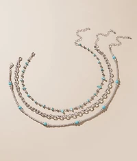 3 Pack Western Turquoise Necklace Set