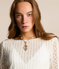 Cluster Heart Charm Necklace