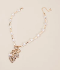 Cluster Heart Charm Necklace