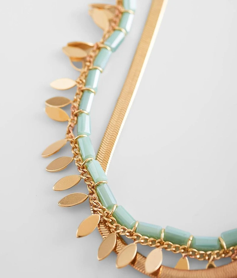 Bead & Snake Chain Necklace