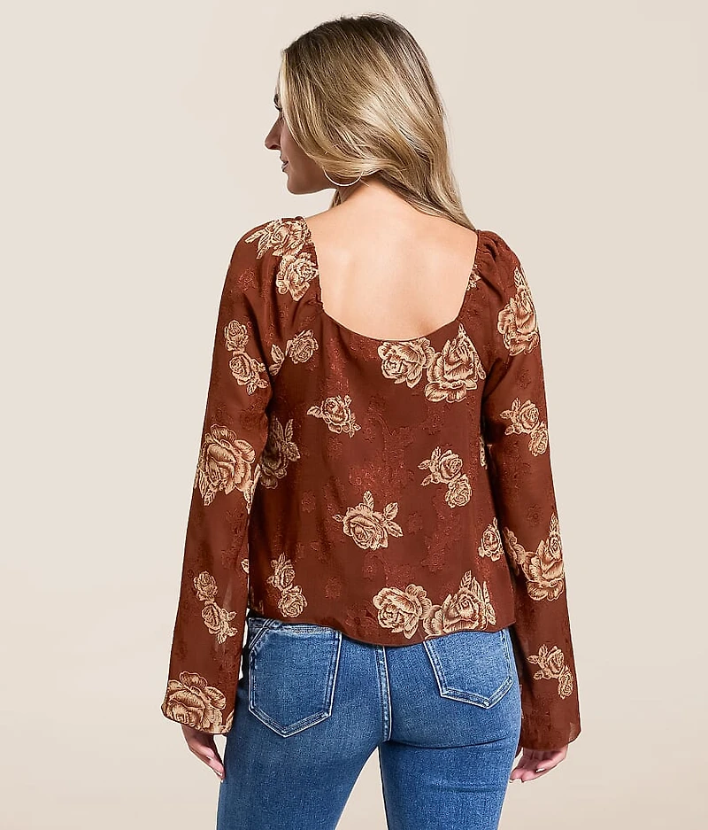 Floral Jacquard Chiffon Top