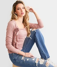 Rosette Square Neck Top