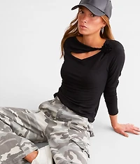 Twisted Cut-Out Rosette Top