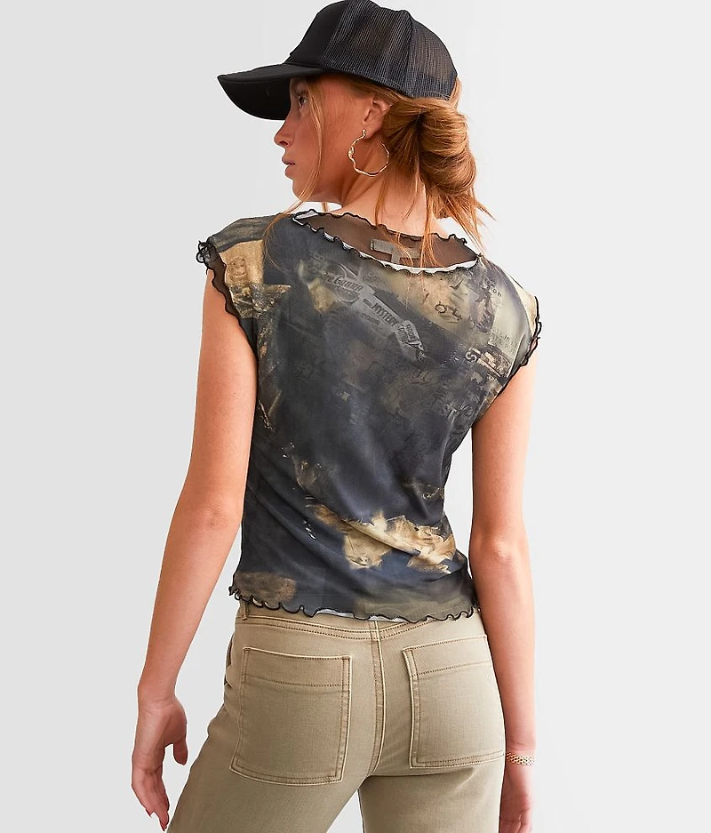 Mesh Lettuce Trim Tank Top