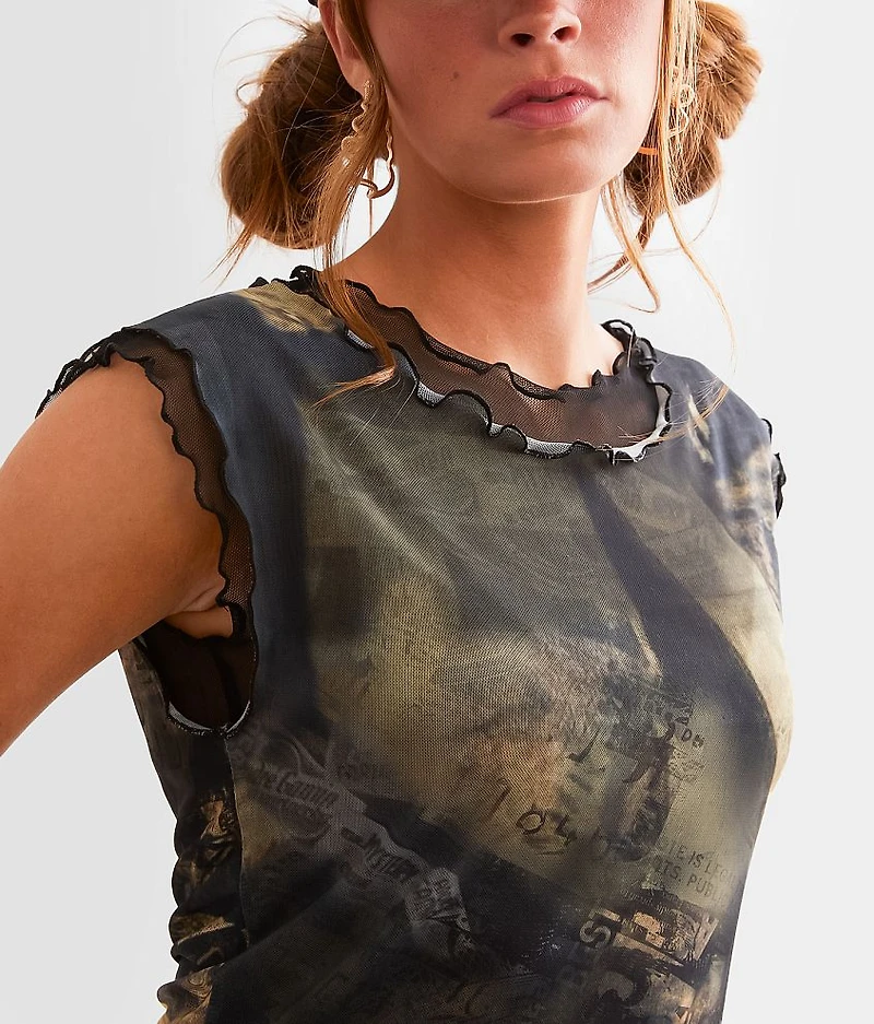 Mesh Lettuce Trim Tank Top
